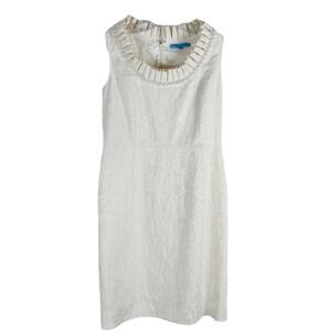 Antonio Melani cream pearl pleated evening wedding special Occasion dress 10